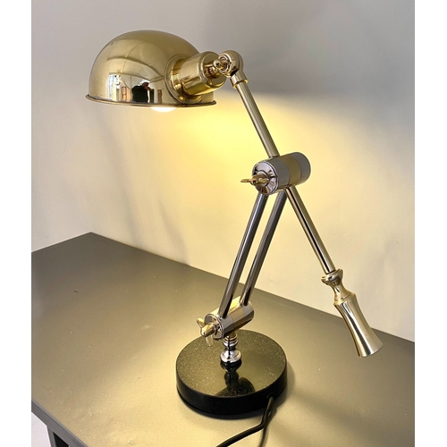 462 - DESK LAMP, polished metal on marble base.