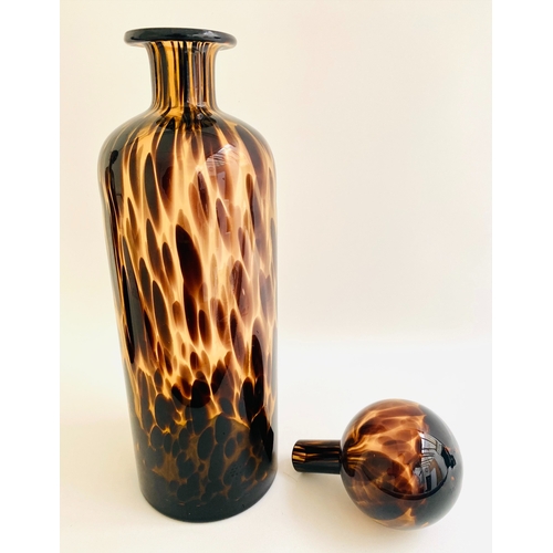 465 - DECANTERS, a pair, Murano style faux tortoiseshell glass, 40cm H x 10cm x 10cm. (2)