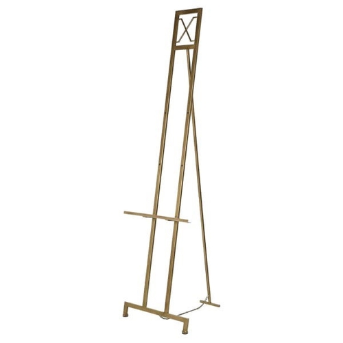 468 - EASELS, a pair, gilt metal, contemporary design, 178cm H x 50cm x 52cm. (2)