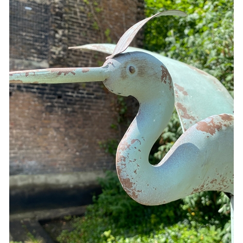 472 - CRANE WEATHERVANE, faux verdigris finish metal, 131cm H x 58cm x 60cm.