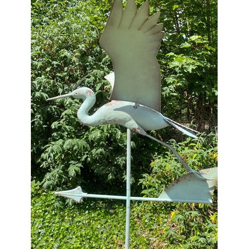 472 - CRANE WEATHERVANE, faux verdigris finish metal, 131cm H x 58cm x 60cm.