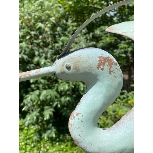 472 - CRANE WEATHERVANE, faux verdigris finish metal, 131cm H x 58cm x 60cm.