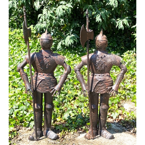 473 - FAUX SUITS OF ARMOUR, a pair, antiqued finish, 90cm H x 36cm x 16cm. (2)