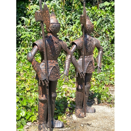 473 - FAUX SUITS OF ARMOUR, a pair, antiqued finish, 90cm H x 36cm x 16cm. (2)