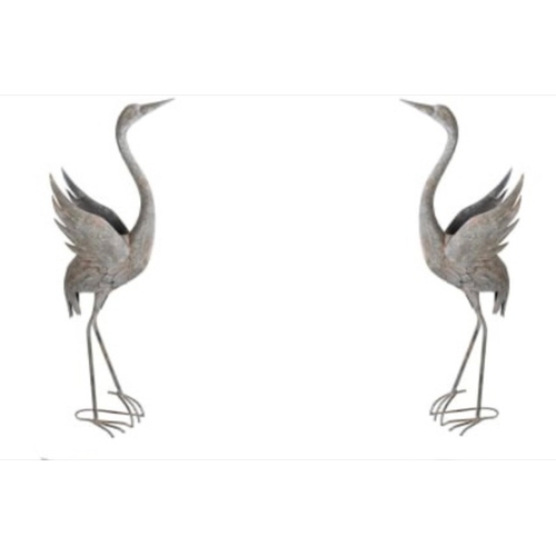 474 - SCULPTURAL GARDEN CRANES, a pair, metal, 108cm H x 48cm x 17cm. (2)