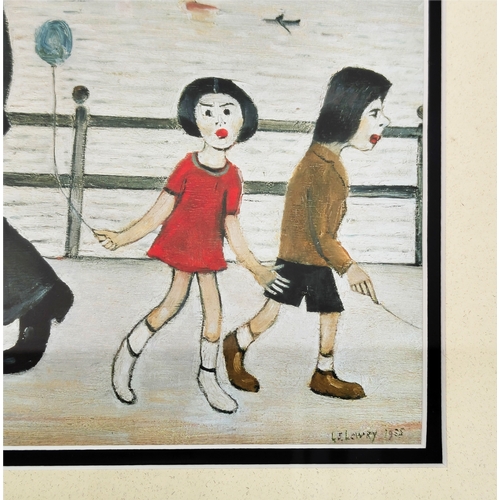 55 - LAURENCE STEPHEN LOWRY, 'On the promenade' giclée lithograph, 34cm x 45cm, framed.