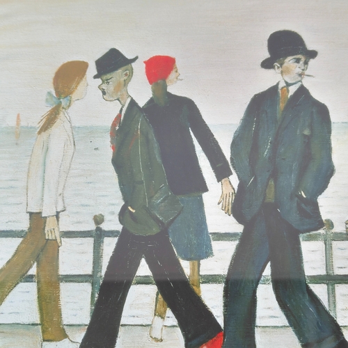 55 - LAURENCE STEPHEN LOWRY, 'On the promenade' giclée lithograph, 34cm x 45cm, framed.