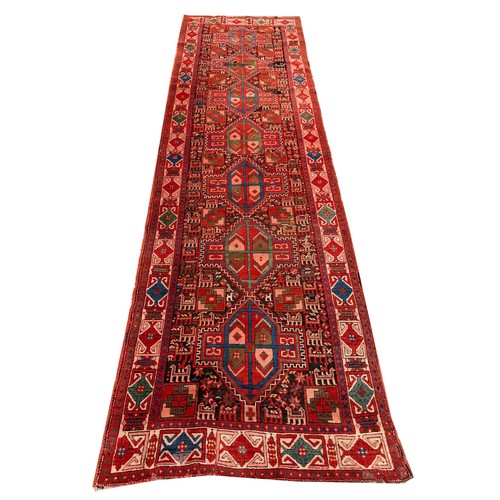 300 - VINTAGE TURKISH RUNNER, 365cm x 108cm. (repairs/restorations)