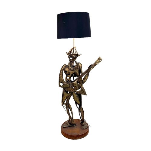 73 - FLOOR LAMP, 1950s Spanish gilt metal, inspired by Picasso's Harlequin Holding a Guitar, 150cm H.