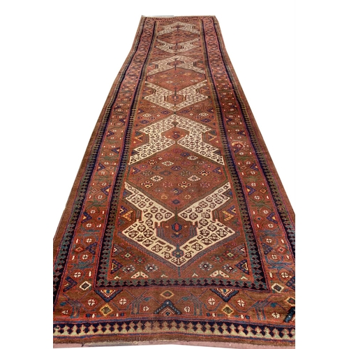 114 - ANTIQUE PERSIAN SERAPI RUNNER, 455cm x 123cm.