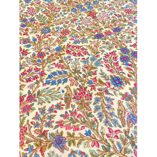 101 - ANTIQUE PERSIAN KERMAN LAVER CARPET, 390cm x 275cm.