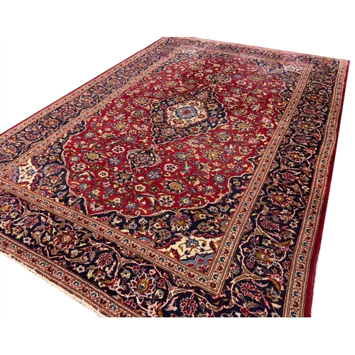 104 - VINTAGE PERSIAN KASHAN CARPET, 346cm x 239cm.