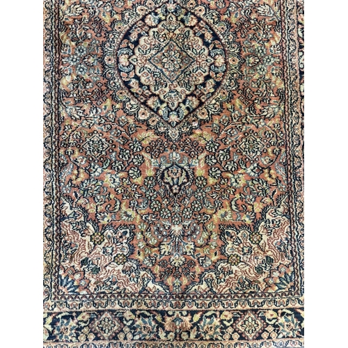 120 - KASHAN DESIGN SILK RUG, 155cm x 92cm.