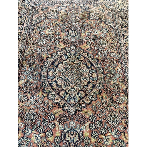 120 - KASHAN DESIGN SILK RUG, 155cm x 92cm.