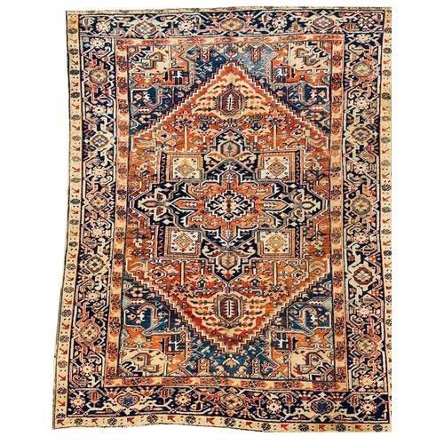 97 - ANTIQUE PERSIAN HERIZ CARPET, 300cm x 235cm.