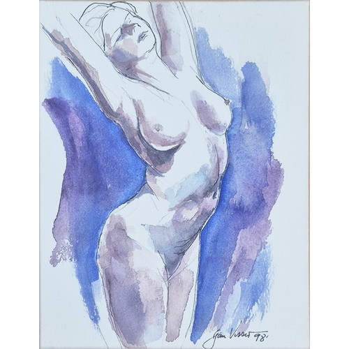 46A - JAN VISSER, 'Nude studies', watercolours, each 48cm x 44cm, framed. (2)