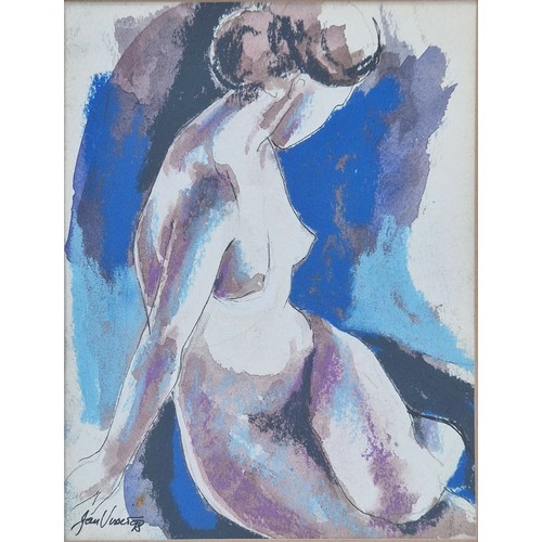 46A - JAN VISSER, 'Nude studies', watercolours, each 48cm x 44cm, framed. (2)