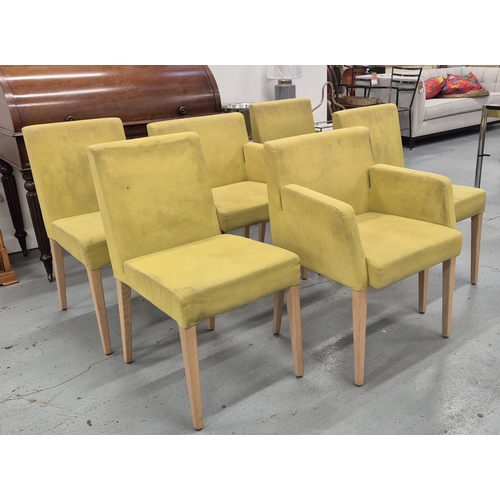 276 - HÜLSTA DINING CHAIRS, a set of six, yellow suede upholstery, 84cm H x 47cm W x 65cm D. (6)