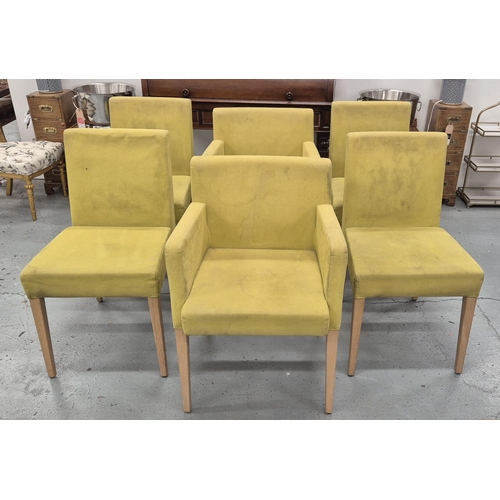 276 - HÜLSTA DINING CHAIRS, a set of six, yellow suede upholstery, 84cm H x 47cm W x 65cm D. (6)