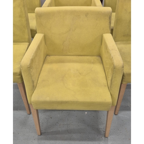 276 - HÜLSTA DINING CHAIRS, a set of six, yellow suede upholstery, 84cm H x 47cm W x 65cm D. (6)