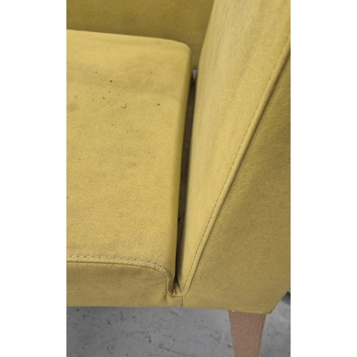 276 - HÜLSTA DINING CHAIRS, a set of six, yellow suede upholstery, 84cm H x 47cm W x 65cm D. (6)