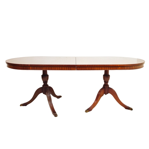 279 - TWIN PEDESTAL DINING TABLE, Georgian style mahogany with extra leaf, 78cm H x 92cm x 206cm L extende... 