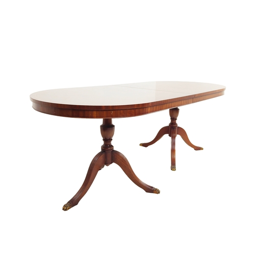 279 - TWIN PEDESTAL DINING TABLE, Georgian style mahogany with extra leaf, 78cm H x 92cm x 206cm L extende... 