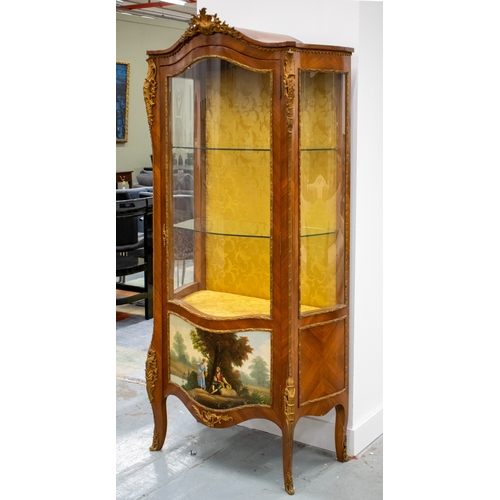 280 - VITRINE, mid 20th century French gilt metal mounted with glazed door enclosing glass shelves with Ve... 