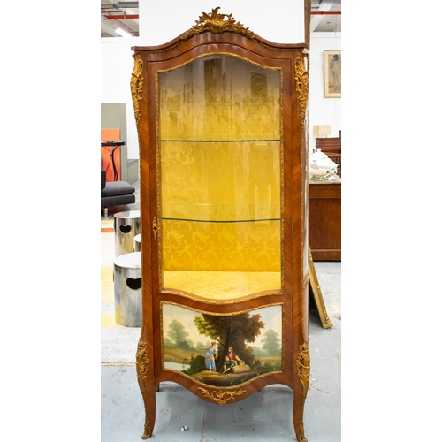 280 - VITRINE, mid 20th century French gilt metal mounted with glazed door enclosing glass shelves with Ve... 