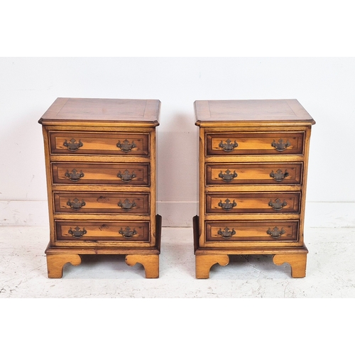 281 - BEDSIDE CHESTS, a pair, Georgian style yewwood, each with four drawers, 61cm H x 41cm x 33cm. (2)