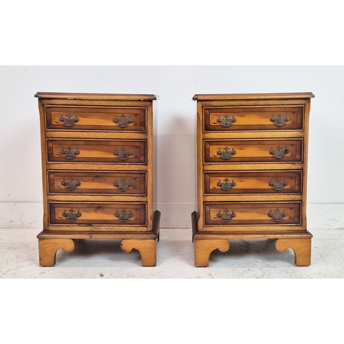 281 - BEDSIDE CHESTS, a pair, Georgian style yewwood, each with four drawers, 61cm H x 41cm x 33cm. (2)