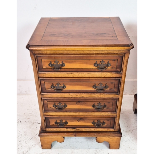 281 - BEDSIDE CHESTS, a pair, Georgian style yewwood, each with four drawers, 61cm H x 41cm x 33cm. (2)