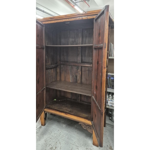 286 - YUMU CABINET, Chinese Shanxi of two doors enclosing shelves, 120.5cm x 60cm x 189.5cm H.