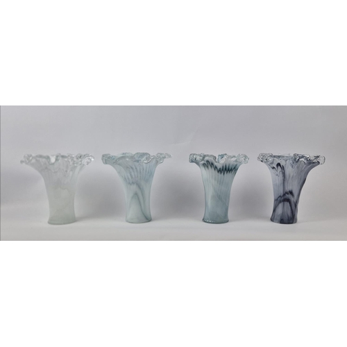 15 - MURANO STYLE GLASS VASES, a set of four, in various shades of blue white and black, 23cm H, (4)