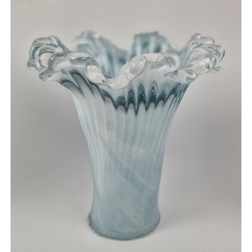 15 - MURANO STYLE GLASS VASES, a set of four, in various shades of blue white and black, 23cm H, (4)