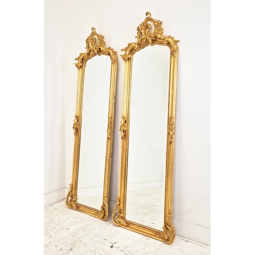 478 - PIER MIRRORS, a pair, Belle Epoque style, bevelled plates with ornate gilt frames, 176cm H x 55cm. (... 