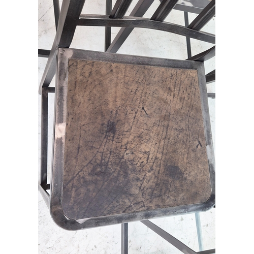 529 - BAR STOOLS, a set of six, industrial factory inspired design, 100cm H approx. (6) (fair)