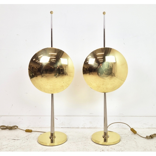 531 - TABLE LAMPS, a pair, gilt metal, each with two branch light, 111cm H approx. (2)