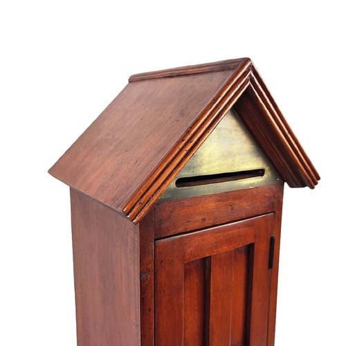 475 - WOODEN POSTBOX, Gothic style, 56cm H x 25cm x 22cm.