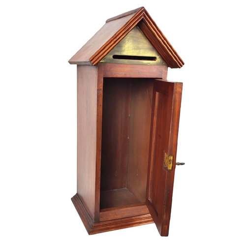 475 - WOODEN POSTBOX, Gothic style, 56cm H x 25cm x 22cm.