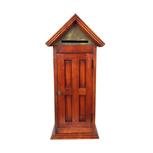 475 - WOODEN POSTBOX, Gothic style, 56cm H x 25cm x 22cm.