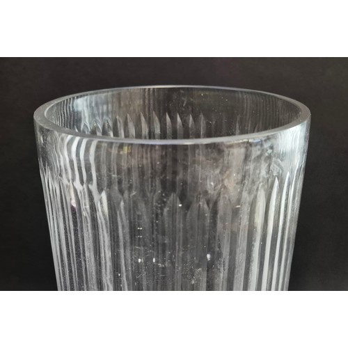 471 - HURRICANE LAMPS, a pair, fluted cut glass, 41cm H. (2)