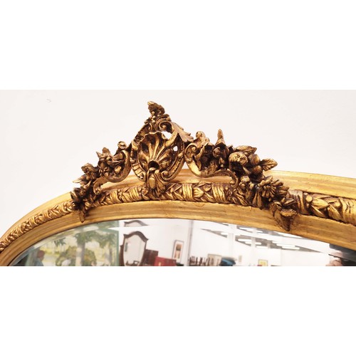 467 - OVERMANTEL WALL MIRROR, gilt frame, 160cm H x 156cm.