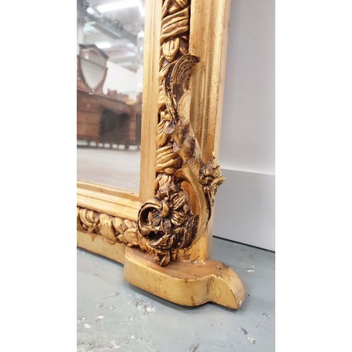 467 - OVERMANTEL WALL MIRROR, gilt frame, 160cm H x 156cm.