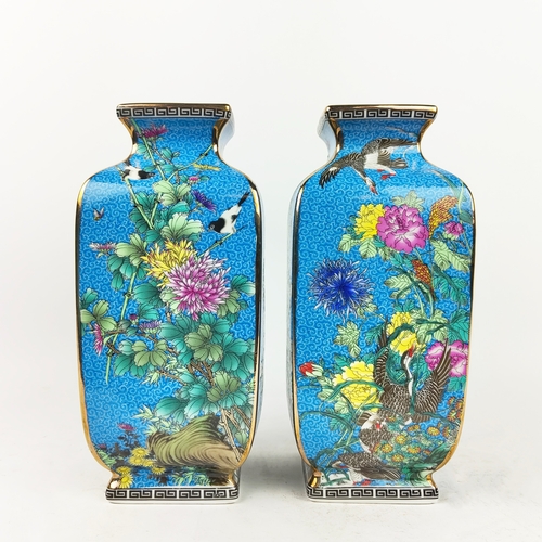 468 - CHINESE VASES, a pair, blue ceramic, 26cm H. (2)