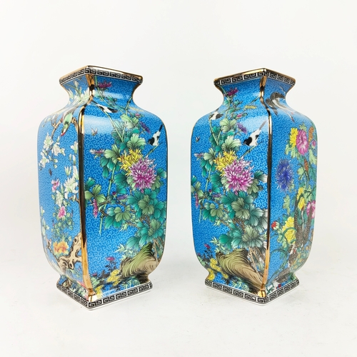 468 - CHINESE VASES, a pair, blue ceramic, 26cm H. (2)