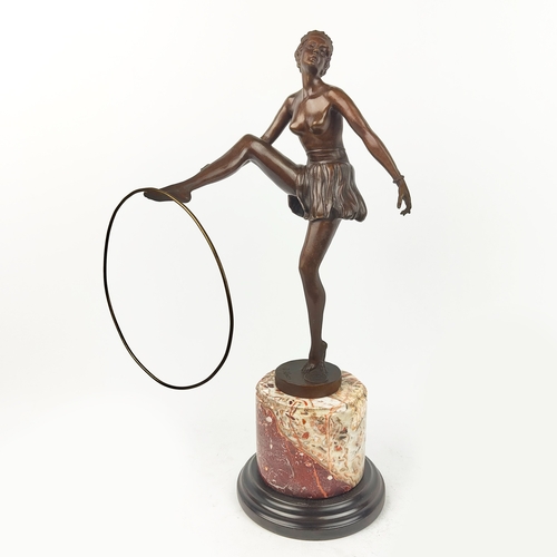 462 - AFTER DOMINQUE ALONZO, dancing gilt with hoop, cast metal, 48cm H.