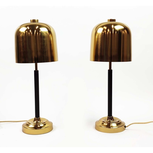 458 - TABLE LAMPS, a pair, with shades, gilt metal, ebonised detail, 54cm H approx. (2)