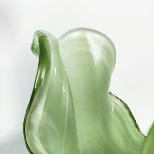 499 - MURANO STYLE VASES, a collection of four, 3 in 1 shade of green and 1 in another, 42.5cm H at talles... 