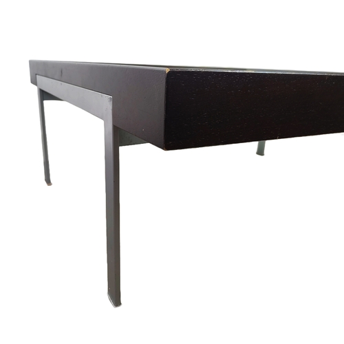 383 - BONTEMPI COFFEE TABLE, square framed frosted glass top on metal legs, 46cm H x 100cm W x 100cm D.